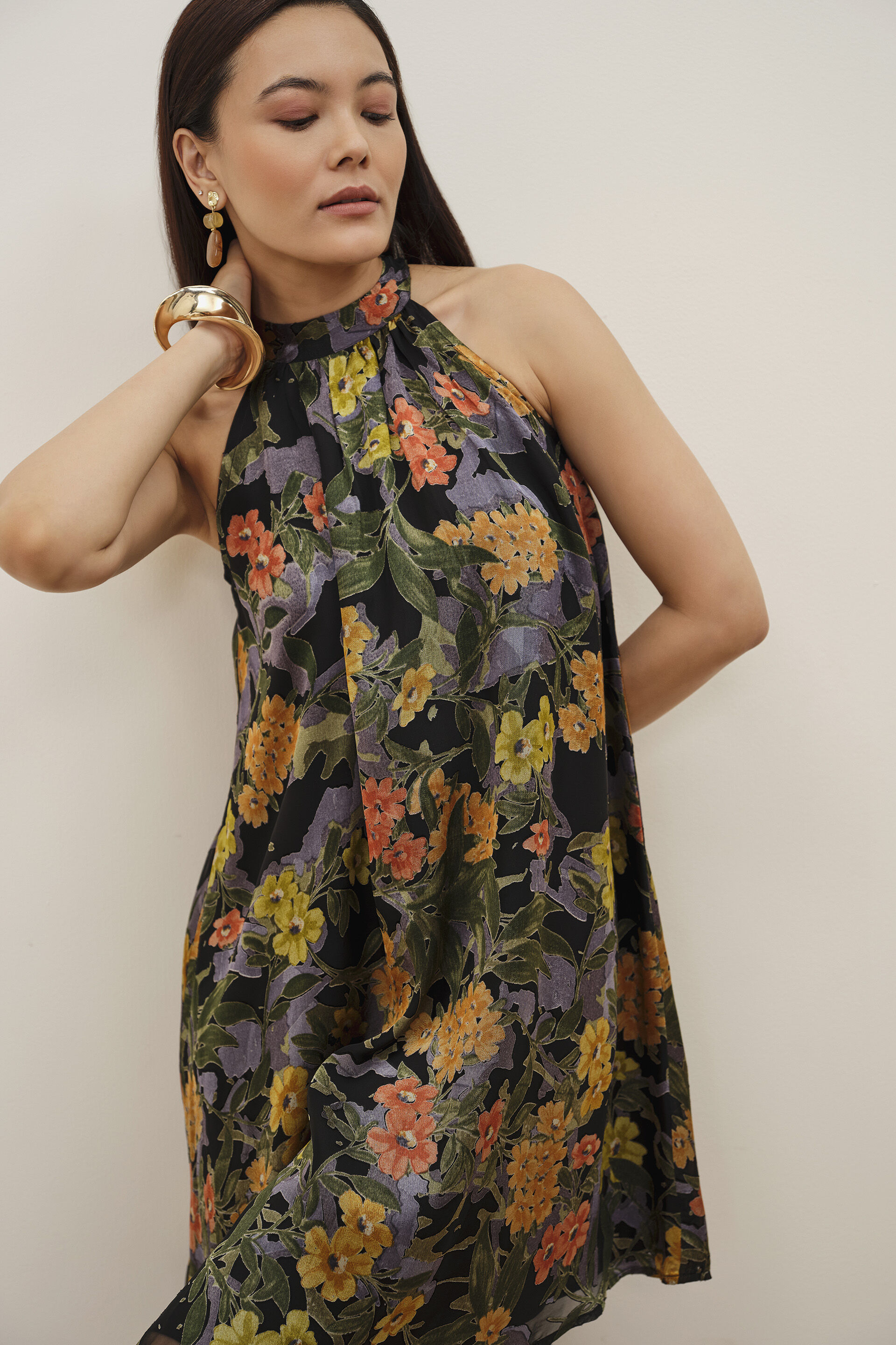 Lysette Printed Black Dress, Black, image 2